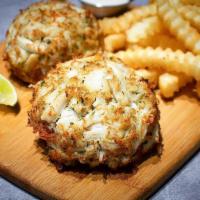 Crab Cakes With 2 Sides · Fried crab cake, made with real jumbo lump crabmeat, served with two side dishes and a choic...