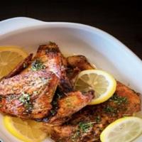 Baked Chicken Dark Meat With 2 Sides · Tender, full-flavored, the juiciest chicken. Served with two side dishes and choice of bread...