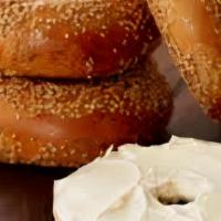 Bagel With Cream Cheese · Add something extra to your plain, cinnamon raisin, or everything bagel with creamy cream ch...