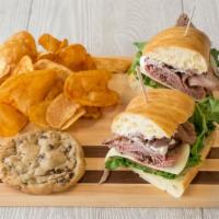 Big Beef · Our own seasoned roast beef horsey mayonnaise provolone cheese with lettuce and tomato on Le...