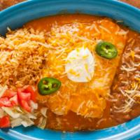 Enchiladas · Corn tortillas stuffed with chicken or beef, smothered in Mexican cheese and enchilada sauce...