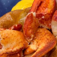 Hot Buttered Lobster Roll Sandwich · Hot Lobster Meat on a Toasted Buttered Roll,with chips