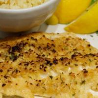 Fresh Baked Boston Scrod · Topped with seasoned bread crumb.