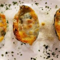 Rockefeller [3 Pcs] · Broiled Oysters, Spinach, Bacon, Parmesan