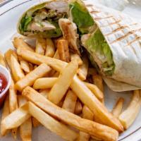 Chicken Salad Wrap · Homemade chicken salad, lettuce and seasoned tomatoes.