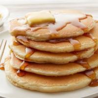 Sweet Cream Pancakes · Comes with three sweet cream pancakes, two eggs any style and choice of meat.