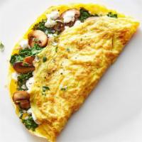 Farmer’S Omelette · Three eggs with bacon(applewood), ham(black forest), bell peppers, onions, tomatoes and melt...