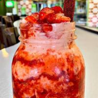 Strawberrynada · Sour blended strawberry smoothie served with chamoy, tajin, and a candy straw