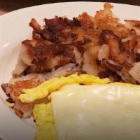 Three Egg Cheese Omelette · Most popular. Choice of American, Swiss or mozzarella. Served with home fries or french frie...