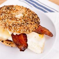 Ben'S Abomination · Over-easy egg, bacon, Swiss, cream cheese, raspberry preserves on everything bagel.
