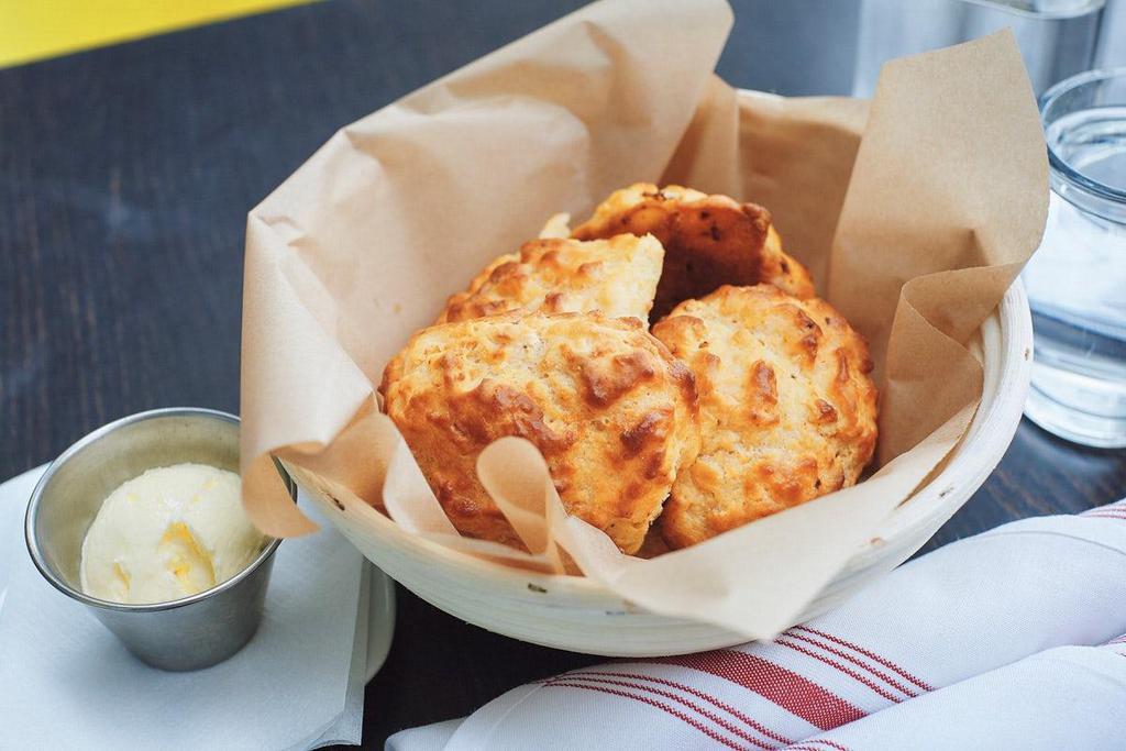 Pimento Cheddar Biscuits · Scratch-made biscuits baked with our house pimento cheese.