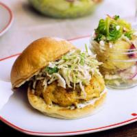 Crab Cake Sandwich · Lump crab meat blended with bread crumbs, fresh herbs, and Old Bay in our creole mustard lem...