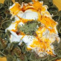 Vegetarian (Spinach) Manti · Turkish Spinach Dumpling with yogurt and red pepper butter souce