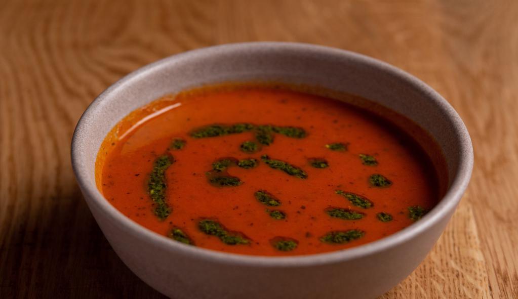 Tomato Soup · 2 lb serving, roasted san Marzano tomatoes, and homemade pesto.