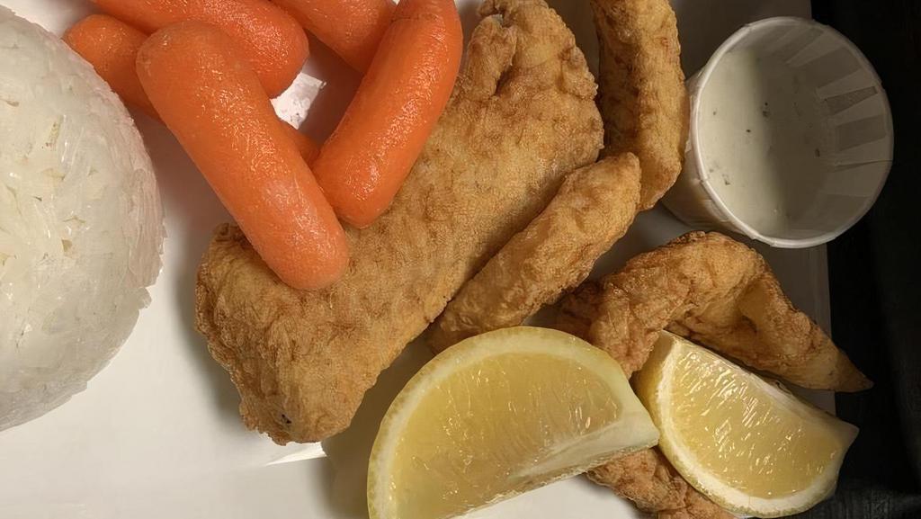 Kid Fish Sticks · Fried Local Haddock fish sticks served with choice of one side.