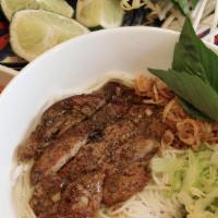 Noodles Combo · 550 Calories vermicelli served with one veggie eggroll, grilled chicken, lettuce, cucumbers,...