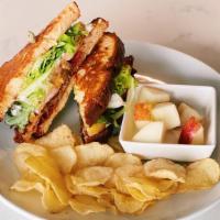 Bacon, Lettuce, Tomato, Avocado Panini · Crispy bacon paired with tomatoes, crunchy romaine, avocado, and mayo.  A lunch classic!  Al...