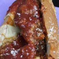 Meatball Sub · Homemade Meatballs on Extra Large Fresh seeded Rolls with Grated Parmesan Cheese & our signa...