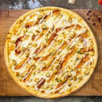 Chicken Bacon Ranch Pizza · White pizza with grilled chicken, bacon and ranch dressing baked on a hand-tossed dough.