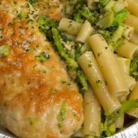 Chicken & Broccoli · With oil and garlic over ziti.