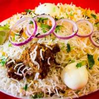 Hyderabadi Chicken Dum Biryani · Basmati rice cooked with chicken on dum over slow heat marinated with fresh herbs, spices an...