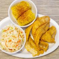 Fried Fish Dinner · 3 Pcs of fried whiting and 2 side orders of choice.