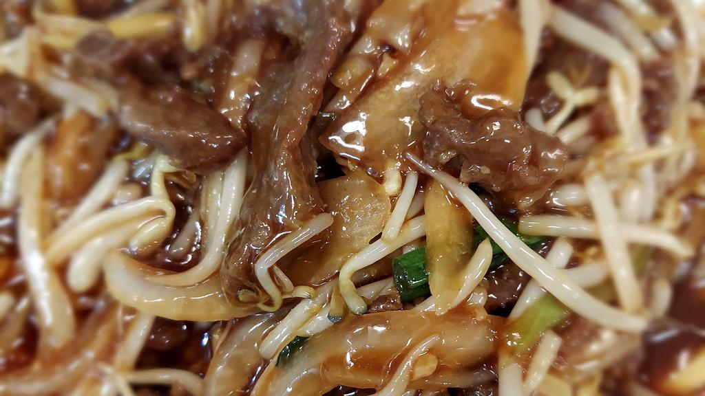 Chow Mein With Beef · With brown sauce and crispy stick noodles onside.