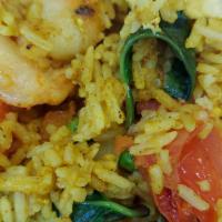 Indian Fried Rice · Spicy. Jumbo shrimp and chicken with curry flavor.