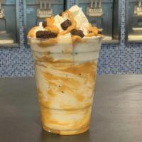 Pb Brownie Shake · PB Brownie Shake is made with Vanilla Gelato, blended with Whole Milk, Peanut Butter Sauce, ...