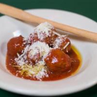 Comet Meatballs & Sauce · Five meatballs in our marinara sauce with Parmesan and 1 grissini.