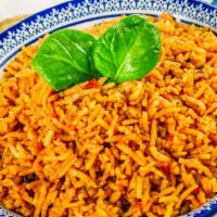 Basmati Jollof · Jollof made with Basmati Rice. The Basmati grain is aromatic and long with a softer texture.