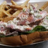 Lobster Roll · Fresh lobster on Brioche roll/side salad or fries/sweet potato fries