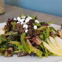 Fattoria Salad · Spring mix, fresh fruit, walnuts, goat cheese, and raspberry vinaigrette. Served with bread.