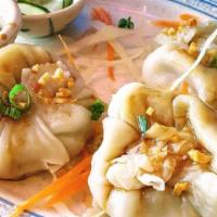 Budda'S Dumplings (Steamed) · Vegetarian. Steamed delicious dumplings filled with a healthful mix of vegetables served wit...