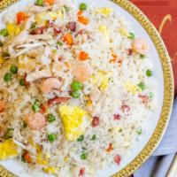 House Special Fried Rice · Fried white rice with shrimp, chicken, egg(large), pork and fresh carrots, peas onion, and b...