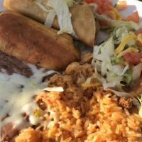 Casa Chimichanga · Choice of Shredded Chicken, Ground Beef, Barbacoa or Pork Carnitas.Topped with sauce: Red, G...