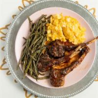 Lamb Chops · Delicious  Lamb Chops with Bbq Sauce and 2 Sides