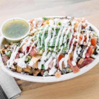 The Valley Bowl · 1/2 Chicken, 1/2 Steak, Pinto Beans, Brown Rice, Roasted Corn, Sour Cream, Shredded Cheese, ...