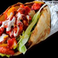 Chicken Gyro · Served on pita bread with Lettuce, Tomato , Onion & white sauce.