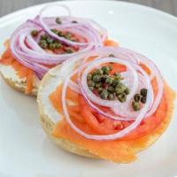 The Seaport · Smoked salmon, cream cheese, tomato and red onion on plain bagel.

Consuming raw or undercoo...