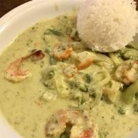 Green Curry · green chili coconut milk curry with mixed veggies