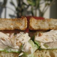 Spicy Chicken Salad · Chicken salad, bacon, Pepper Jack cheese, hot peppers, lettuce, and tomato. All sandwiches o...