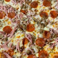 Newcomb'S Special · 18 inch pizza loaded with bacon, ham, sausage, pepperoni,peppers, mushrooms & onions