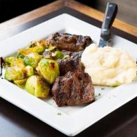 Grilled Steak Tips · Marinade, choice of two sides.
