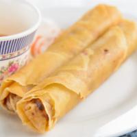 Fried Vegetarian Spring Rolls · Crispy Fried Rolls with Yellow Beans, Carrots and Rice Noodle.