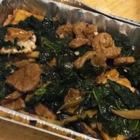 The Kale & Gluten Supreme · Spicy. Fresh steamed kale topped with a mixture of gluten, tofu, scallion, and red bell pepp...