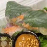 Summer Rolls (2) · Filled.  Rolled.  Not Fried.  Stuffed with rice vermicelli noodles and fresh herbs with a ch...