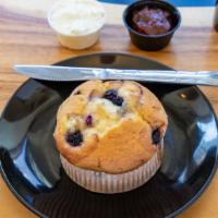 Muffins · Choice of double chocolate, blueberry, corn, or coffee cake muffin.