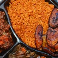 Jollof Rice Bowl · Jasmine rice made with tomato, onions and traditional African spices. Comes with a side of s...