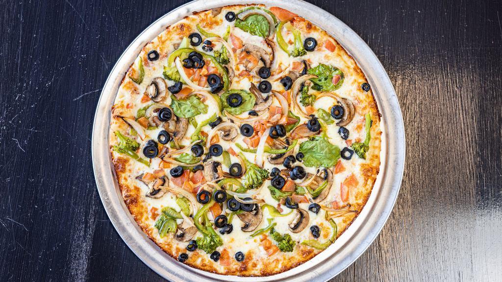 Veggie Pizza (Large)  · Made for the vegetarian in you, mushrooms, tomatoes, green peppers, onions, and olives.